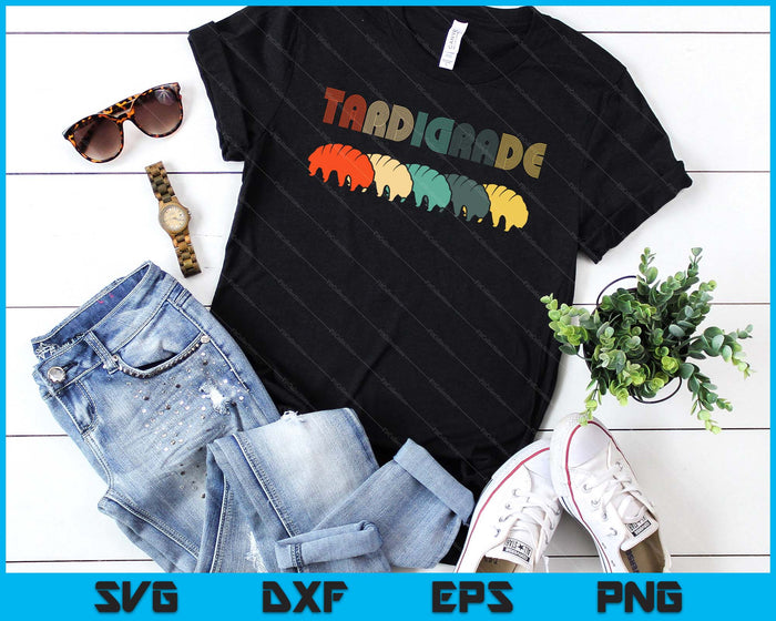 Tardigrade Vintage Retro stijl T-shirts Water Bear Science G SVG PNG digitale snijbestanden