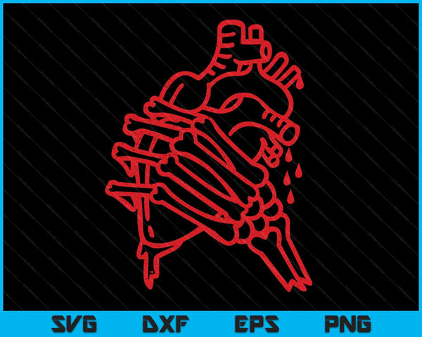 Tattoo inspired skeleton hand and anatomical heart SVG cut file