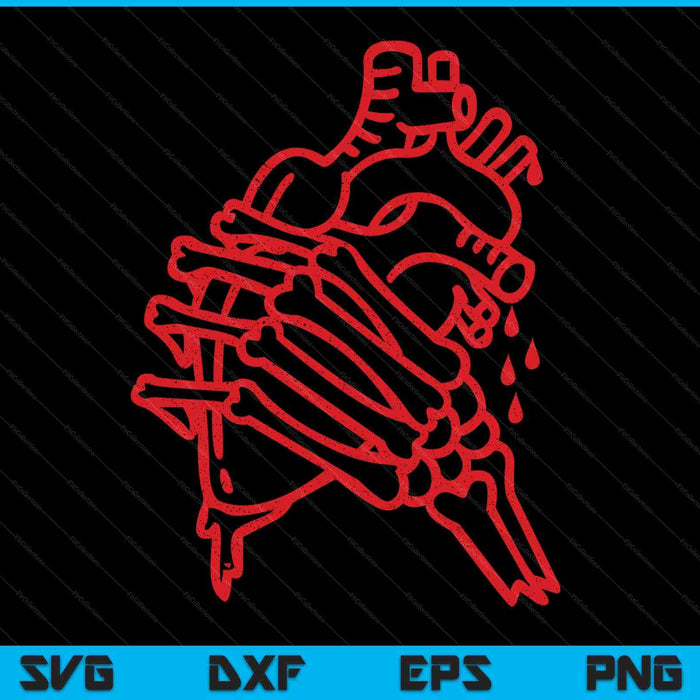 Tattoo inspired skeleton hand and anatomical heart SVG cut file
