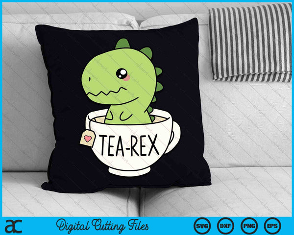 Tea-Rex Cute T-Rex Dinosaur Kawaii Dino Pun SVG PNG Digital Cutting Files