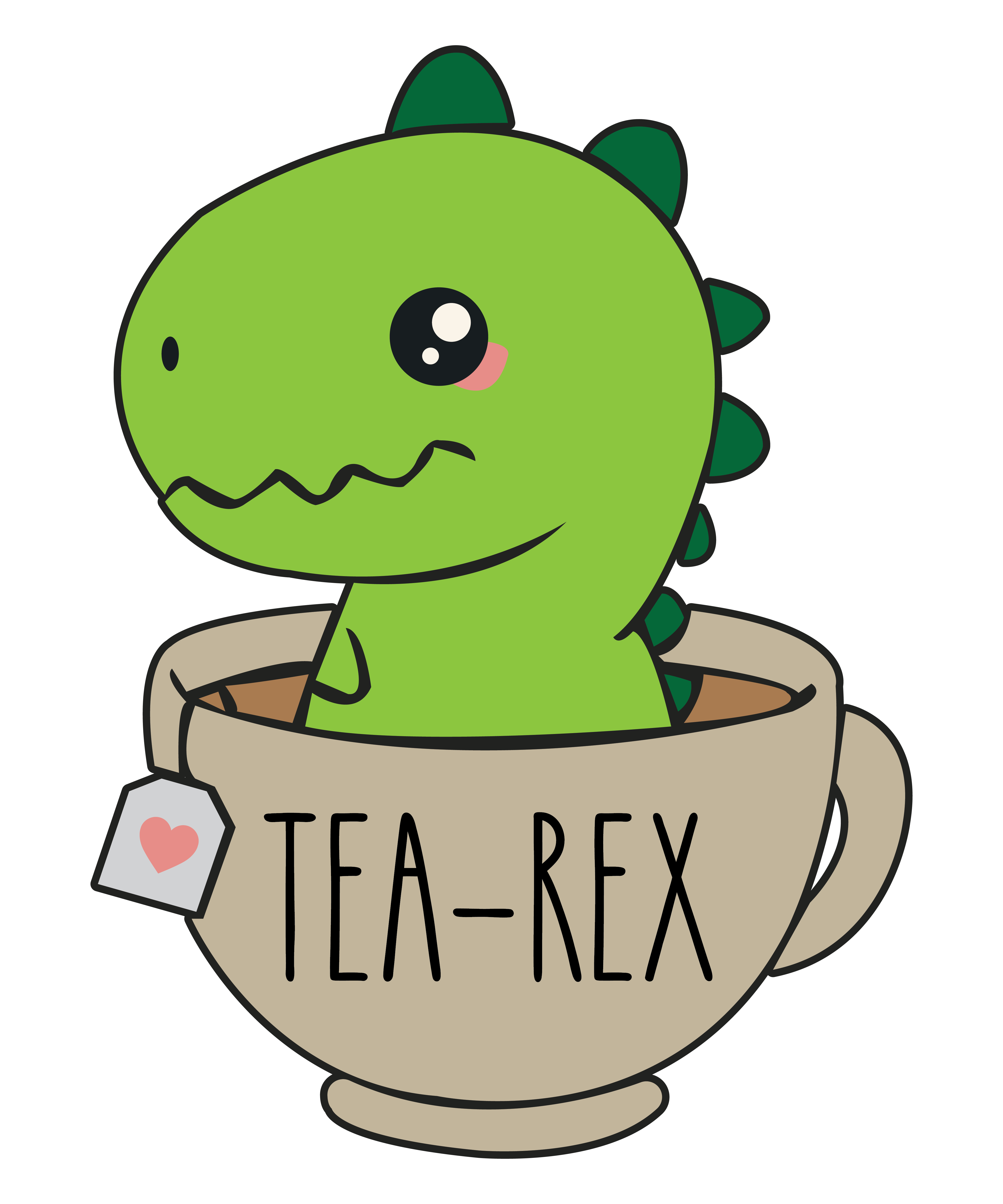 Tea-Rex Cute T-Rex Dinosaur Kawaii Funny Dino Pun SVG Cutting Files ...