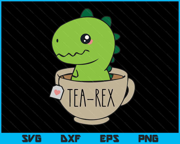 Tea-Rex Cute T-Rex Dinosaur Kawaii Funny Dino Pun SVG PNG Digital Cutting Files - on a t-shirt