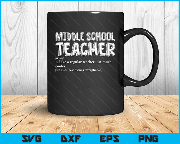 Teacher Appreciation Teacher Definition Middle School Funny SVG PNG Digital Printable Files