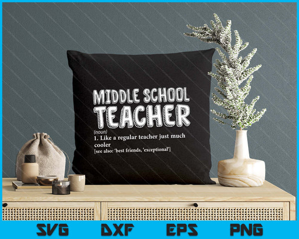 Teacher Appreciation Teacher Definition Middle School Funny SVG PNG Digital Printable Files