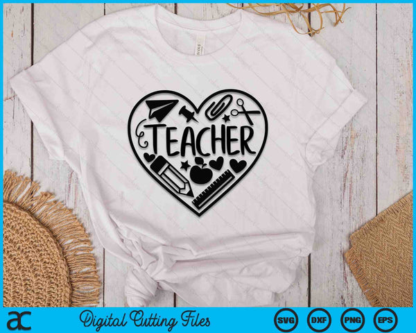 Teacher Heart SVG PNG Cutting Printable Files