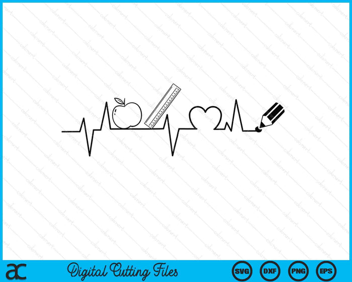 Teacher Heartbeat SVG PNG Digital Printable Files