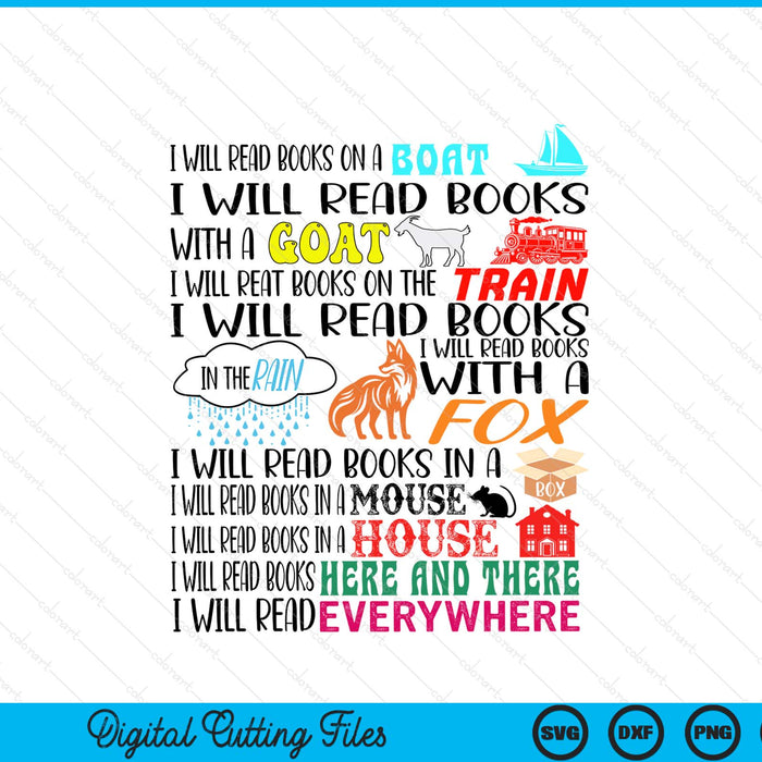 Teacher I Will Read Book On Boat Kids Women Funny Bookworm SVG PNG Digital Printable Files