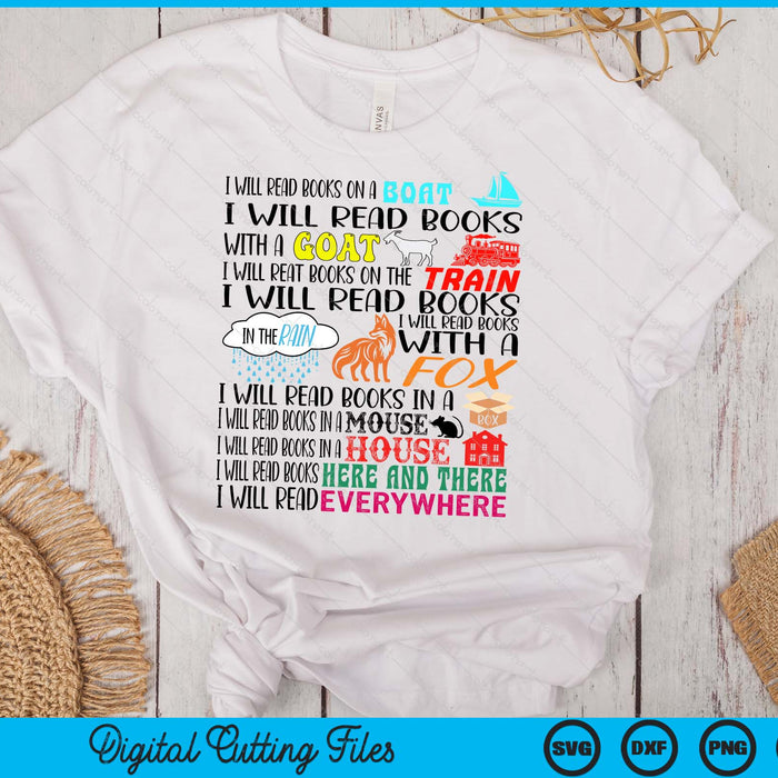 Teacher I Will Read Book On Boat Kids Women Funny Bookworm SVG PNG Digital Printable Files