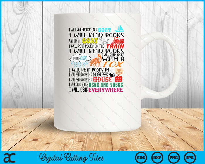 Teacher I Will Read Book On Boat Kids Women Funny Bookworm SVG PNG Digital Printable Files