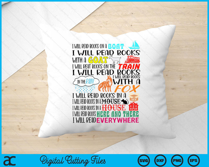 Teacher I Will Read Book On Boat Kids Women Funny Bookworm SVG PNG Digital Printable Files