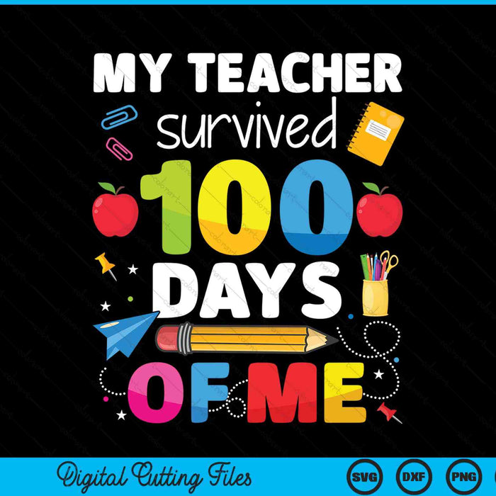 Teacher survived 100 days of me for 100th day school student SVG cut file