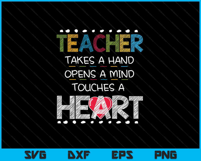 Leraar neemt een hand opent een geest raakt een hart SVG PNG snijden afdrukbare bestanden