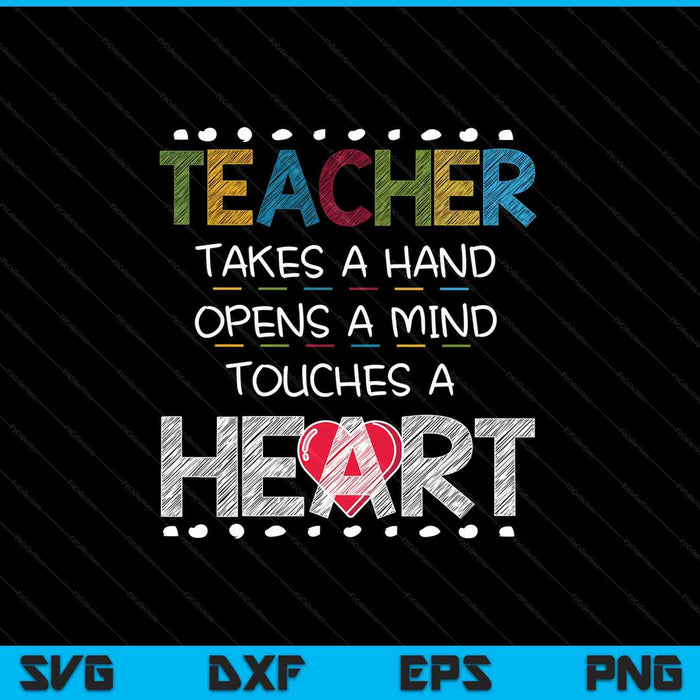 Leraar neemt een hand opent een geest raakt een hart SVG PNG snijden afdrukbare bestanden