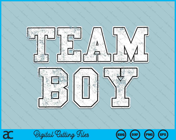 Team boy blue gender reveal baby shower distressed SVG cut file
