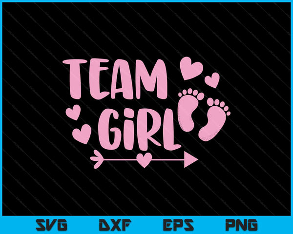 Team girl gender reveal baby shower pink feet arrow SVG cut file