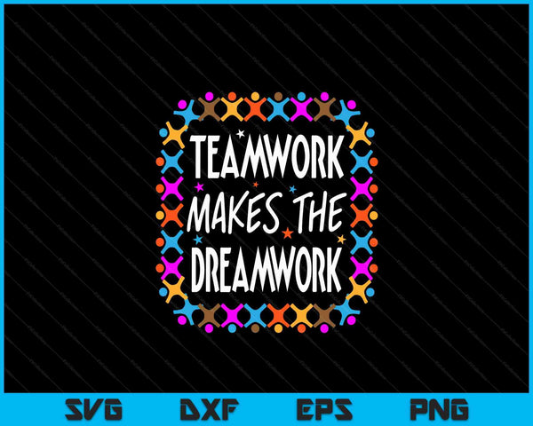Teamwerk maakt het droomwerk motiverende sportcitaat Team SVG PNG digitale snijbestanden