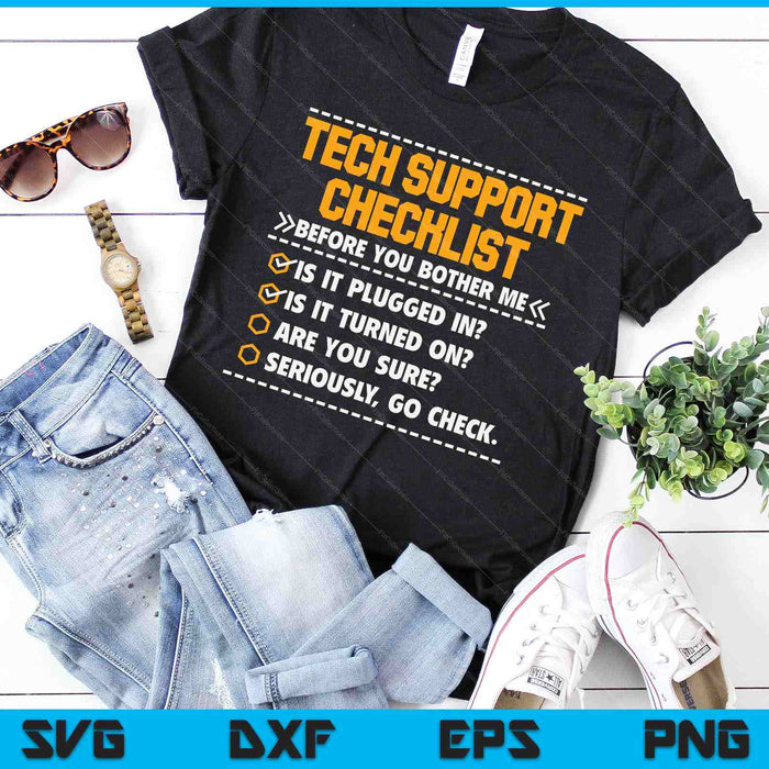 Tech Support checklist grappige Computer Geek Sysadmin Gift SVG PNG digitale afdrukbare bestanden