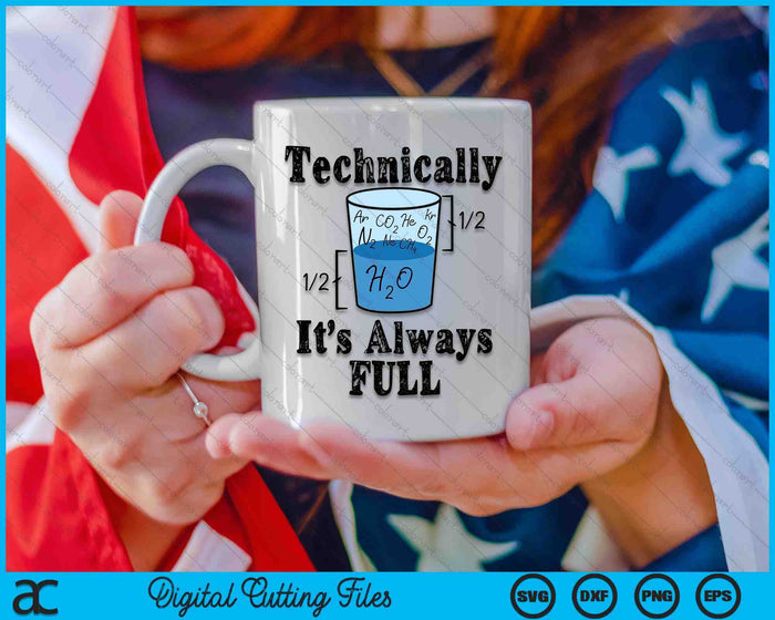 Technically It's Always Full Funny Science Water Glass Nerdy SVG PNG Digital Printable Files