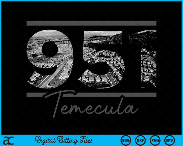 Temecula 951 Netnummer Skyline Californië Vintage SVG PNG digitale snijbestanden