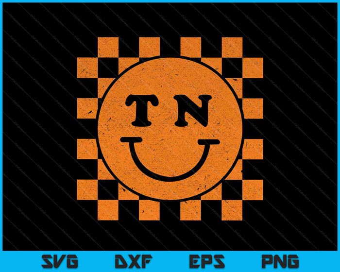 Tennessee Checkered Happy Face Football Season Game Day SVG PNG Cutting Printable Files