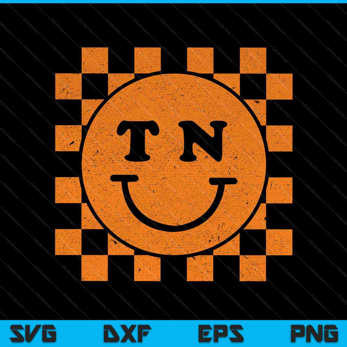 Tennessee checkered happy face football season game day SVG cut file