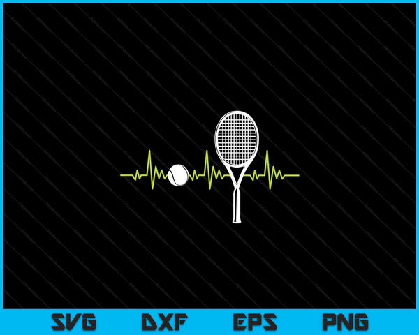 Tennis ball heartbeat racket tennis player SVG cut file
