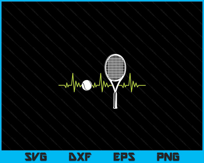 Tennis Ball Heartbeat Racket Tennis Player SVG PNG Digital Printable Files