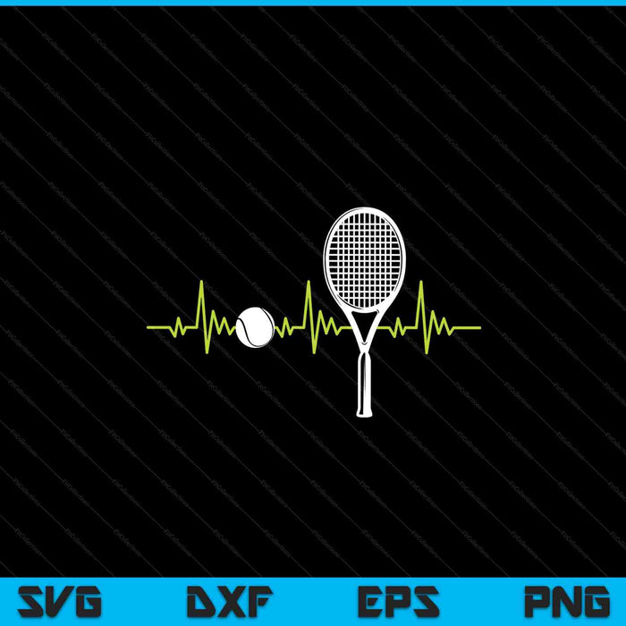 Tennis ball heartbeat racket tennis player SVG cut file