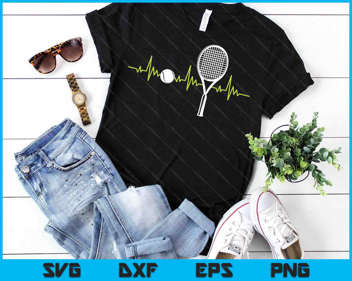 Tennis Ball Heartbeat Racket Tennis Player SVG PNG Digital Printable Files
