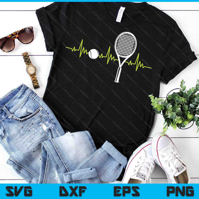 Tennis Ball Heartbeat Racket Tennis Player SVG PNG Digital Printable Files