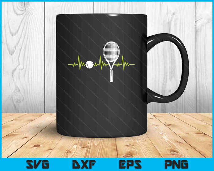 Tennis Ball Heartbeat Racket Tennis Player SVG PNG Digital Printable Files