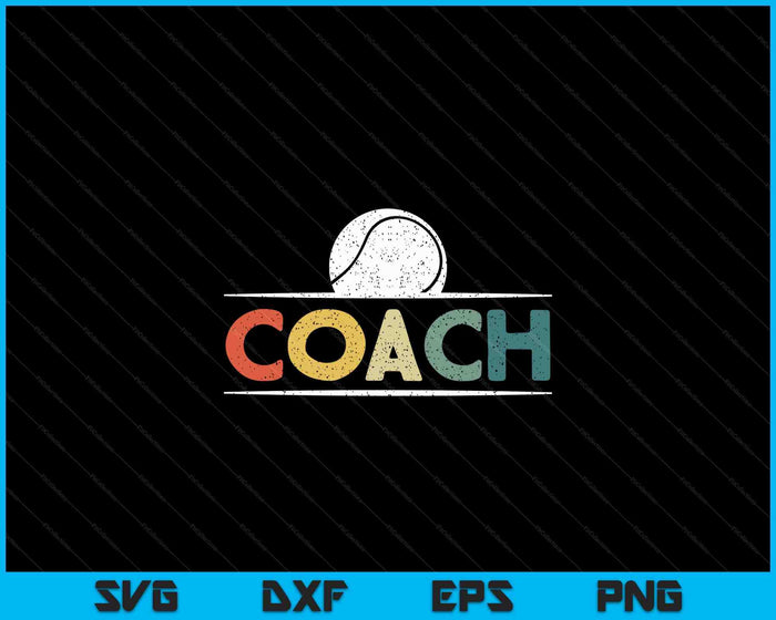 Tennisbal Coach Vintage tennisbal Coaching SVG PNG digitale snijbestanden