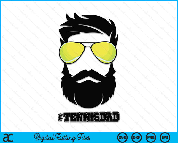 Tennisvader met baard en coole zonnebril SVG PNG digitale afdrukbare bestanden