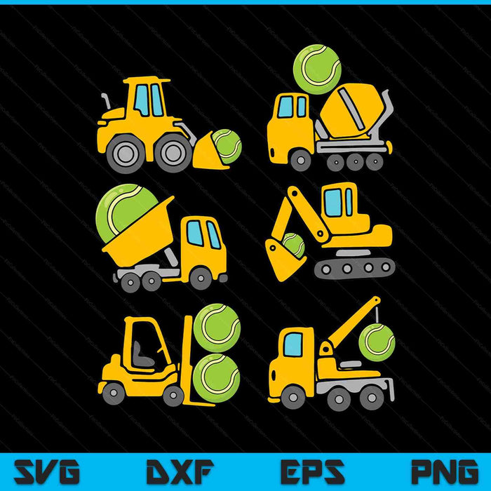 Tennis diggers Kids construction trucks SVG cut file