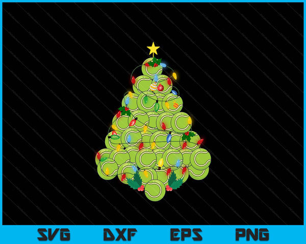 Tennis football Christmas tree Xmas pajamas player coach SVG cut file