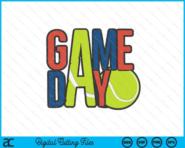 Tennis game day navy blue and red SVG cut file