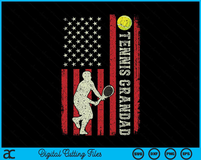 Tennis Grandad US Flag Gifts For Grandad SVG PNG Digital Printable Files