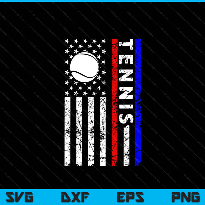 Tennis lovers 4th of July American flag tennis USA SVG cut file