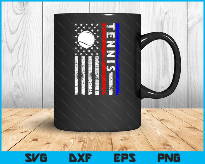 Tennis Lovers 4th of July American Flag Tennis USA SVG PNG Digital Printable Files