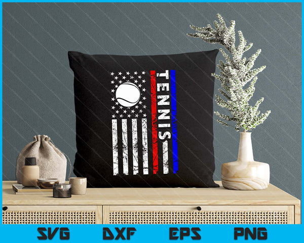 Tennis Lovers 4th of July American Flag Tennis USA SVG PNG Digital Printable Files