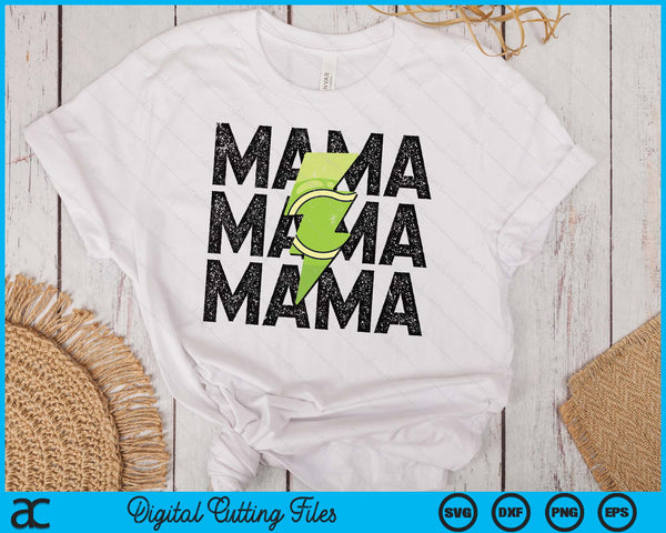 Tennis Mama Distressed Lightning Bolt SVG PNG Digital Printable Files