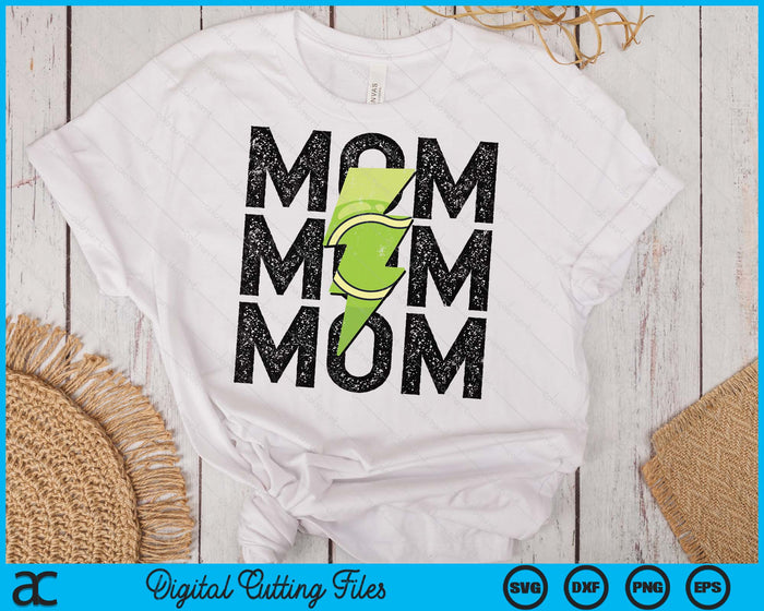 Tennis Mom Distressed Lightning Bolt SVG PNG Digital Printable Files