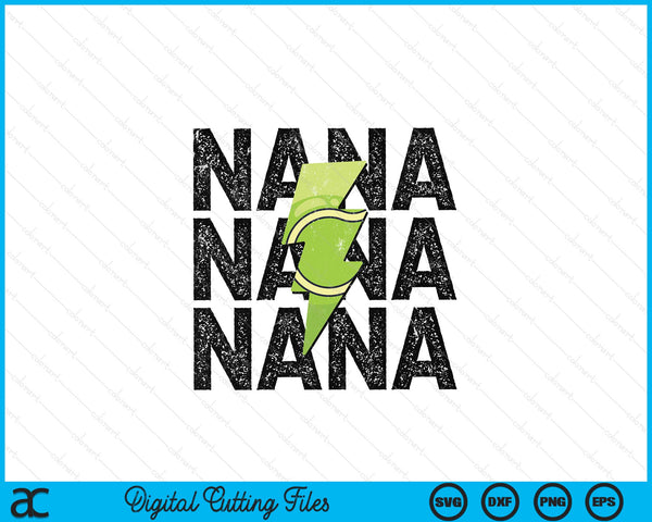 Tennis nana distressed lightning bolt SVG cut file