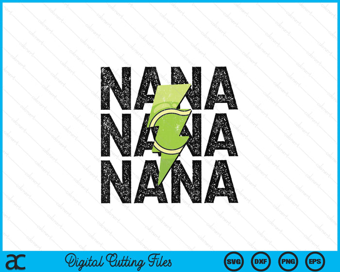 Tennis Nana Distressed Lightning Bolt SVG PNG Digital Printable Files