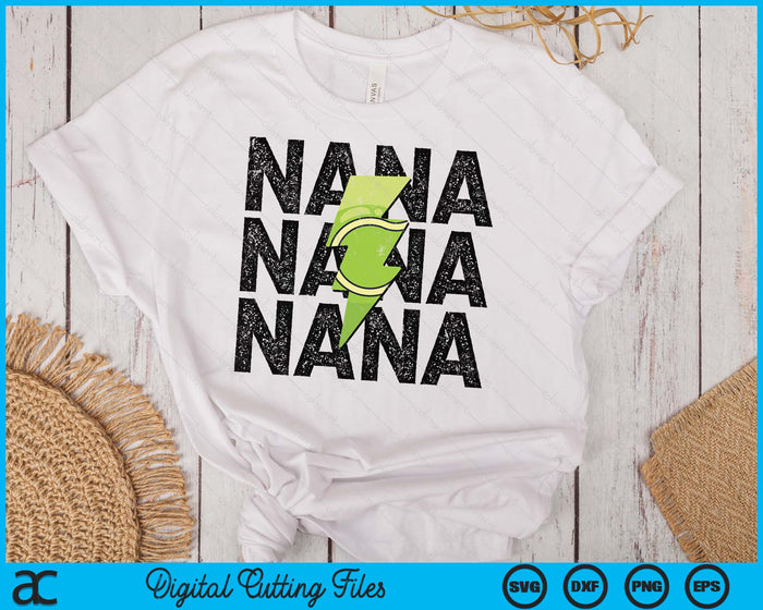 Tennis Nana Distressed Lightning Bolt SVG PNG Digital Printable Files