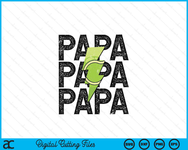 Tennis papa distressed lightning bolt SVG cut file