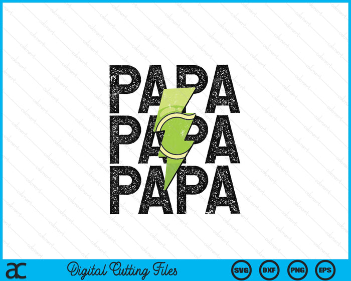 Tennis Papa Distressed Lightning Bolt SVG PNG Digital Printable Files