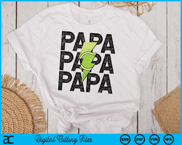 Tennis Papa Distressed Lightning Bolt SVG PNG Digital Printable Files