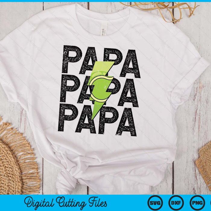 Tennis Papa Distressed Lightning Bolt SVG PNG Digital Printable Files