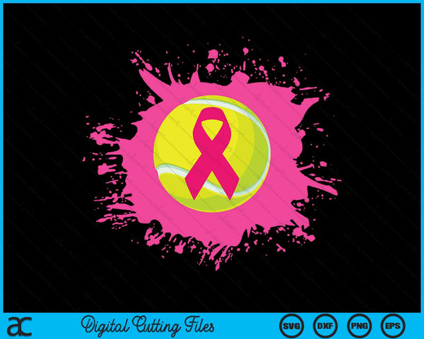 Tennis Pink Ribbon Breast Cancer Awareness SVG PNG Digital Cutting Files